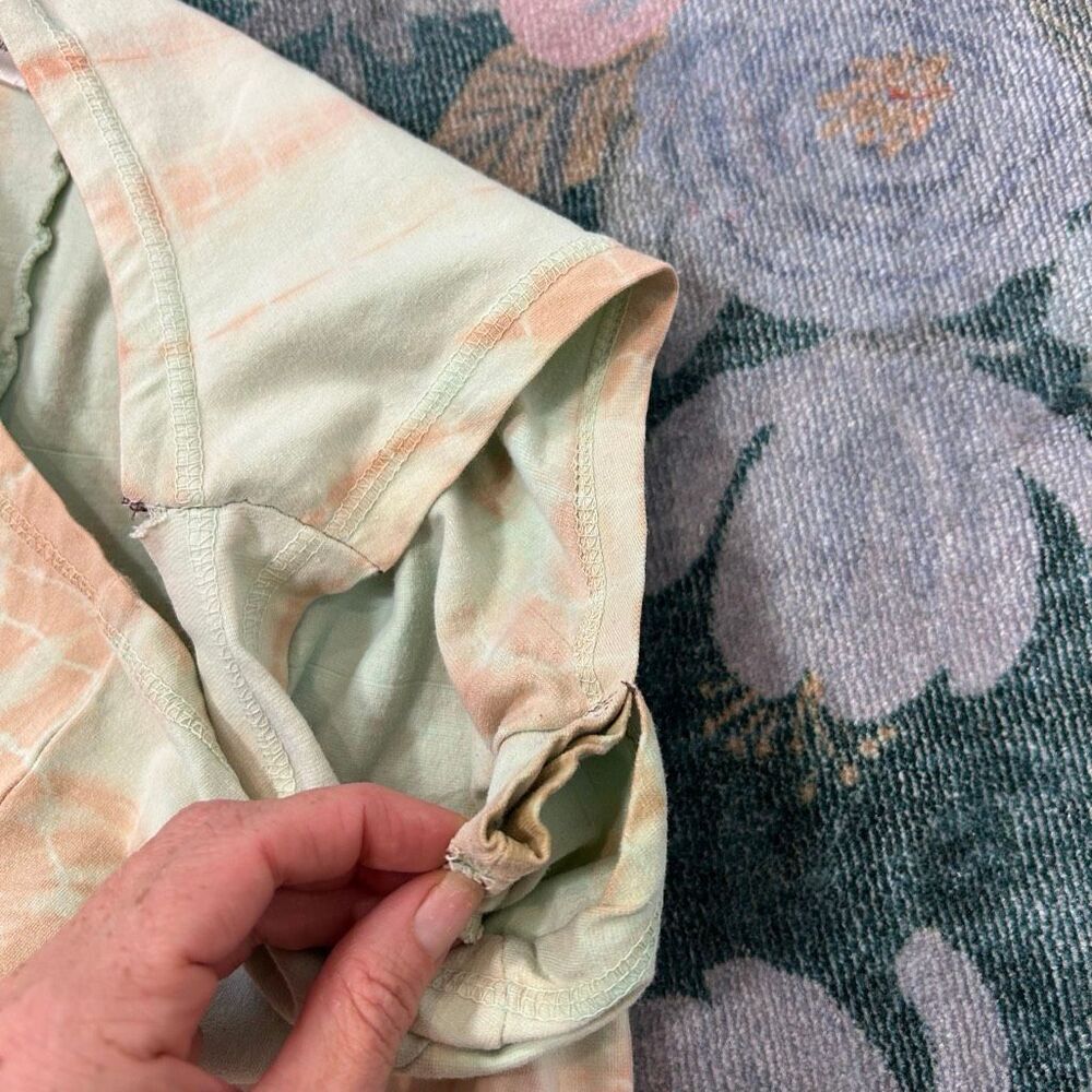 The Pyramid Collection Dress Vintage Small Peach Green Cotton Tie Dye Ombre Midi - Picture 9 of 16